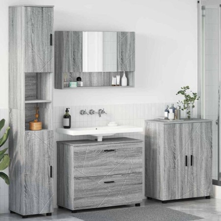 Juego de muebles de baño 4 pcs Gris sonoma 30 x 35 x 192 cm