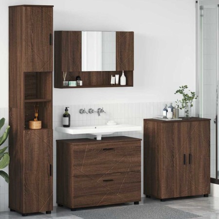 Juego de muebles de baño 4 pcs Marrón roble 30 x 35 x 192 cm
