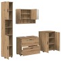 Juego de muebles de baño 4 pcs Roble artisan 30 x 35 x 192 cm