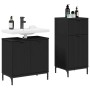 Juego de muebles de baño Cuadros 2 pcs Negro 39.5 x 36 x 88 cm