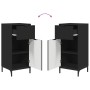 Juego de muebles de baño Cuadros 2 pcs Negro 39.5 x 36 x 88 cm