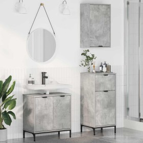 Juego de muebles de baño 3 pcs Gris hormigón 39.5 x 36 x 88 cm