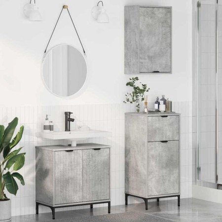 Juego de muebles de baño 3 pcs Gris hormigón 39.5 x 36 x 88 cm