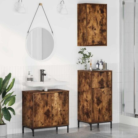 Juego de muebles de baño 3 pcs Roble ahumado 39.5 x 36 x 88 cm