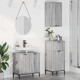 Juego de muebles de baño 3 pcs Gris sonoma 39.5 x 36 x 88 cm