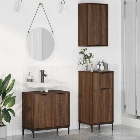 Juego de muebles de baño 3 pcs Marrón roble 39.5 x 36 x 88 cm