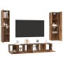 Conjunto de mueble de TV 7 pcs Madera vieja 60 x 30 x 30 cm