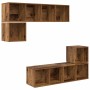 Conjunto de mueble de TV 4 pcs Madera vieja 37 x 37 x 142.5 cm