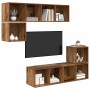 Conjunto de mueble de TV 4 pcs Madera vieja 37 x 37 x 142.5 cm