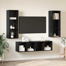 Juego de muebles de TV 3 pcs Roble negro 37 x 37 x 142.5 cm