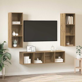 Juego de muebles de TV 3 pcs Roble artisan 37 x 37 x 142.5 cm