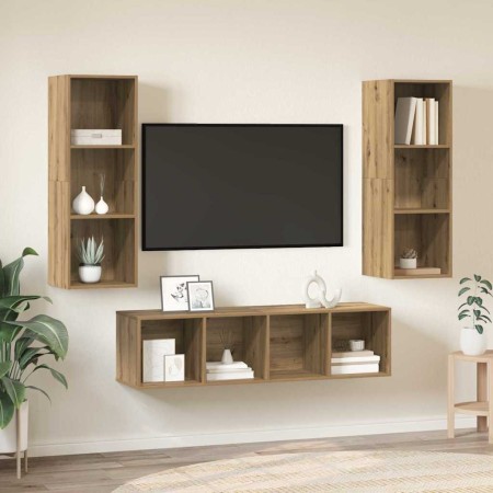 Juego de muebles de TV 3 pcs Roble artisan 37 x 37 x 142.5 cm