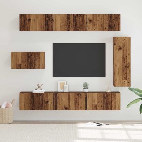 Conjunto de mueble de TV 8 pcs Madera vieja 30.5 x 30 x 90 cm