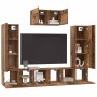 Conjunto de mueble de TV 7 pcs Madera vieja 180 x 30 x 120 cm