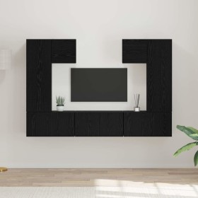 Conjunto de mueble de TV 7 pcs Roble negro 180 x 30 x 120 cm
