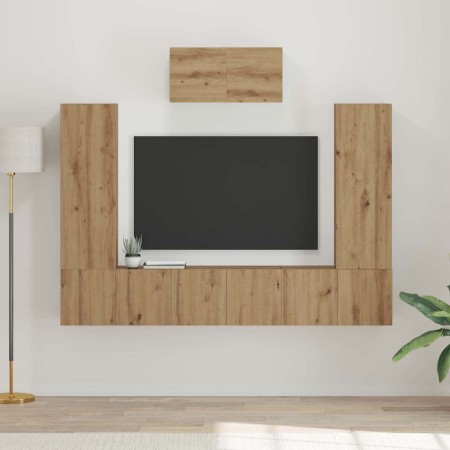 Conjunto de mueble de TV 7 pcs Roble artisan 180 x 30 x 120 cm