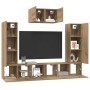Conjunto de mueble de TV 7 pcs Roble artisan 180 x 30 x 120 cm