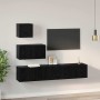 Mueble de TV de Pared 4 pcs Roble negro 80 x 30 x 30.5 cm
