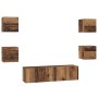 Conjunto de mueble de TV Montaje en la pared 6 pcs Madera vieja