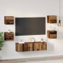 Conjunto de mueble de TV Montaje en la pared 6 pcs Madera vieja