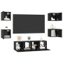 Conjunto de mueble de TV Montaje en la pared 6 pcs Roble negro
