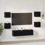 Conjunto de mueble de TV Montaje en la pared 6 pcs Roble negro