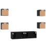 Conjunto de mueble de TV Montaje en la pared 6 pcs Roble negro
