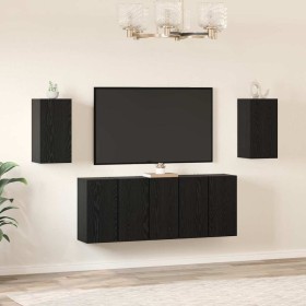 Conjunto de mueble de TV 7 pcs Roble negro 30.5 x 30 x 60 cm