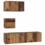 Conjunto de mueble de TV 4 pcs Madera vieja 60 x 30 x 30 cm