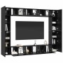 Conjunto de mueble de TV Montaje en la pared 10 pcs Roble negro