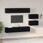 Conjunto de mueble de TV Montaje en la pared 6 pcs Roble Negro