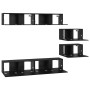 Conjunto de mueble de TV Montaje en la pared 6 pcs Roble Negro