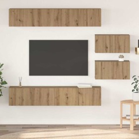 Juego de muebles de TV Montaje en la pared 6 pcs Roble artisan