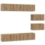 Juego de muebles de TV Montaje en la pared 6 pcs Roble artisan