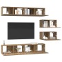 Juego de muebles de TV Montaje en la pared 6 pcs Roble artisan