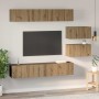 Juego de muebles de TV Montaje en la pared 6 pcs Roble artisan