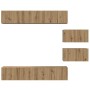 Juego de muebles de TV Montaje en la pared 6 pcs Roble artisan