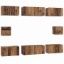 Juego de muebles de TV 8 pcs Madera vieja Madera contrachapada