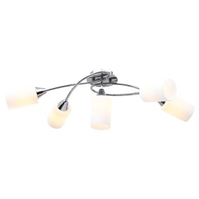 Lámpara de techo pantallas cerámica cono blanco 5 bombillas E14