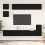 Conjunto de mueble de TV 8 pcs Roble Negro Madera contrachapada