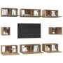 Juego de muebles de TV 8 pcs Roble artisan Madera contrachapada