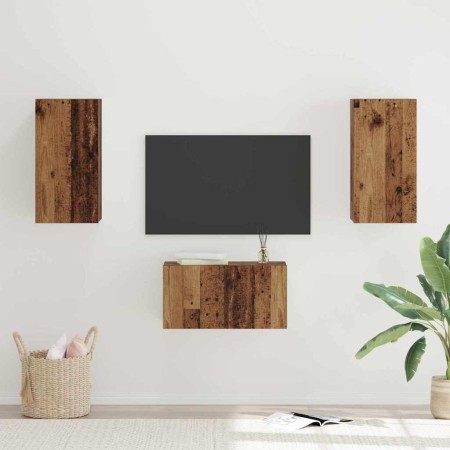 Conjunto de mueble de TV 3 pcs Madera vieja 60 x 30 x 30 cm
