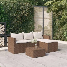 Set muebles de jardín ratán sintético marrón