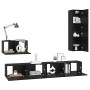 Mueble de TV de Pared 4 pcs Roble negro 200 x 30 x 30 cm