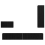 Mueble de TV de Pared 4 pcs Roble negro 200 x 30 x 30 cm