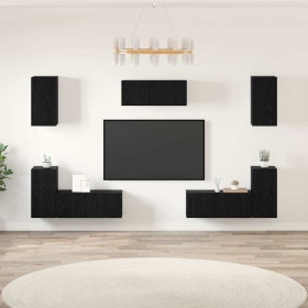 Conjunto de mueble de TV 7 pcs Roble negro 80 x 30 x 30 cm