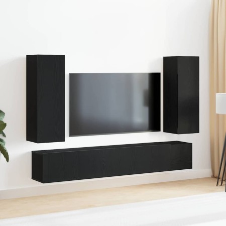 Set de Muebles de TV de 5 Piezas en Roble Negro
