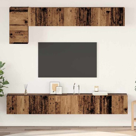 Conjunto de mueble de TV 5 pcs Madera vieja 100 x 30 x 30 cm