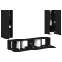 Juego de 4 Piezas de Mueble de TV - Madera de Roble Negro