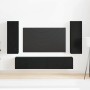Juego de 4 Piezas de Mueble de TV - Madera de Roble Negro